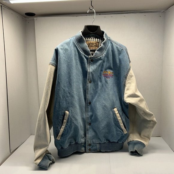 Vtg Bonneville Flats Racing Hot Salt Wendover Denim Jacket Varsity Size XL - Picture 2 of 16